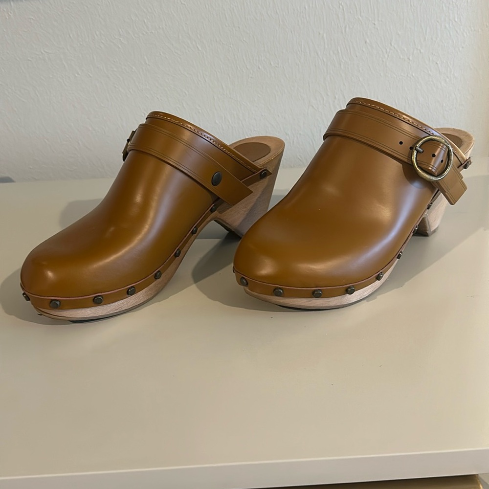 Isabel Marant Titya leather clogs, cognac color size 38, worn once